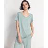 GYS Pajama Sets for Women Soft Bamboo Viscose Short Sleeve Top with Capri Pants 2 Piece Sleepwear(Light Greyish Green)