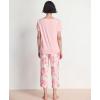 GYS Pajama Sets for Women Soft Bamboo Viscose Short Sleeve Top with Capri Pants 2 Piece Sleepwear(Peony)