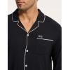 GYS Premium Bamboo Viscose Men’s Pajamas Set Long Sleeve Button Down 2 Pieces Sleepwear Sets(Black)