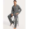 GYS Premium Bamboo Viscose Men’s Pajamas Set Long Sleeve Button Down 2 Pieces Sleepwear Sets(Dark Heather Grey)