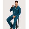 GYS Premium Bamboo Viscose Men’s Pajamas Set Long Sleeve Button Down 2 Pieces Sleepwear Sets(Ink Blue)