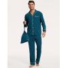 GYS Premium Bamboo Viscose Men’s Pajamas Set Long Sleeve Button Down 2 Pieces Sleepwear Sets(Ink Blue)