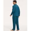 GYS Premium Bamboo Viscose Men’s Pajamas Set Long Sleeve Button Down 2 Pieces Sleepwear Sets(Ink Blue)