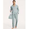 GYS Premium Bamboo Viscose Men’s Pajamas Set Long Sleeve Button Down 2 Pieces Sleepwear Sets(Light Greyish Green)