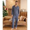GYS Premium Bamboo Viscose Men’s Pajamas Set Long Sleeve Button Down 2 Pieces Sleepwear Sets(Navy Elk)