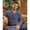 GYS Premium Bamboo Viscose Men’s Pajamas Set Long Sleeve Button Down 2 Pieces Sleepwear Sets(Navy Elk)