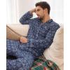 GYS Premium Bamboo Viscose Men’s Pajamas Set Long Sleeve Button Down 2 Pieces Sleepwear Sets(Navy Elk)