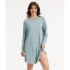 GYS Premium Bamboo Viscose Nightgowns for Women Long Sleeve Crew Neck Soft Sleepwear(Light Greyish Green)