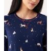 GYS Premium Bamboo Viscose Nightgowns for Women Long Sleeve Crew Neck Soft Sleepwear(Navy Christmas Puppy)