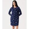 GYS Premium Bamboo Viscose Nightgowns for Women Long Sleeve Crew Neck Soft Sleepwear(Navy Christmas Puppy)