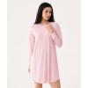 GYS Premium Bamboo Viscose Nightgowns for Women Long Sleeve Crew Neck Soft Sleepwear(Pink)