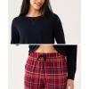 GYS Premium Bamboo Viscose Womens Pajamas Set, Long Sleeve Sleepwear Tops with Jogger Pants Pjs Sets(Black/Wine Red Plaid)