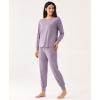 GYS Premium Bamboo Viscose Womens Pajamas Set, Long Sleeve Sleepwear Tops with Jogger Pants Pjs Sets(Violet)