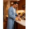 GYS Premium Men’s Robe Bamboo Viscose Knee Length Soft Comfy Bathrobe(Grayish Blue)