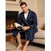 GYS Premium Men’s Robe Bamboo Viscose Knee Length Soft Comfy Bathrobe(Midnight Blue)