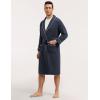 GYS Premium Men’s Robe Bamboo Viscose Knee Length Soft Comfy Bathrobe(Midnight Blue)
