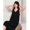 GYS Premium Sleeveless Nightgowns for Women Soft Bamboo Viscose V Neck Tank Pajama Dress(Black)