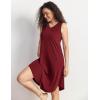 GYS Premium Sleeveless Nightgowns for Women Soft Bamboo Viscose V Neck Tank Pajama Dress(Wine Red)