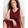 GYS Premium Sleeveless Nightgowns for Women Soft Bamboo Viscose V Neck Tank Pajama Dress(Wine Red)