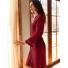 GYS Premium Viscose from Bamboo Robe for Women Long Sleeve Bathrobes Soft Kimono Robes(Wine Red)