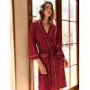 GYS Premium Viscose from Bamboo Robe for Women Long Sleeve Bathrobes Soft Kimono Robes(Wine Red)