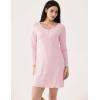 GYS Premium Women’s Nightgowns Bamboo Viscose Breathable and Stylish Long Sleeve Sleep Dress for All-day Comfort(Pink)