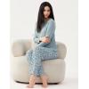 GYS Premium Women’s Pajama Sets Bamboo Viscose Soft and Breathable Long Sleeve Sleepwear(Greyish Green/Flower)