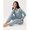 GYS Premium Women’s Pajama Sets Bamboo Viscose Soft and Breathable Long Sleeve Sleepwear(Greyish Green/Flower)