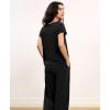 GYS Short Sleeve Pajama Set for Women Soft Bamboo Viscose Satin V Neck 2 Piece Sleep Sets(Black)