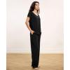 GYS Short Sleeve Pajama Set for Women Soft Bamboo Viscose Satin V Neck 2 Piece Sleep Sets(Black)
