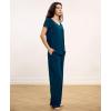 GYS Short Sleeve Pajama Set for Women Soft Bamboo Viscose Satin V Neck 2 Piece Sleep Sets(Ink Blue)