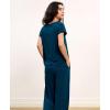 GYS Short Sleeve Pajama Set for Women Soft Bamboo Viscose Satin V Neck 2 Piece Sleep Sets(Ink Blue)