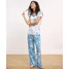 GYS Short Sleeve Pajama Set for Women Soft Bamboo Viscose Satin V Neck 2 Piece Sleep Sets(Light Green Floral)