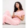 GYS Short Sleeve Pajama Set for Women Soft Bamboo Viscose Satin V Neck 2 Piece Sleep Sets(Pink Floral)