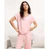 GYS Short Sleeve Pajama Set for Women Soft Bamboo Viscose Satin V Neck 2 Piece Sleep Sets(Pink Floral)