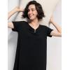 GYS Women’s Nightgowns Bamboo Viscose Soft Comfy Short Sleeve V Neck Sleep Dress(Black)