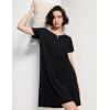 GYS Women’s Nightgowns Bamboo Viscose Soft Comfy Short Sleeve V Neck Sleep Dress(Black)