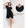 GYS Women’s Nightgowns Bamboo Viscose Soft Comfy Short Sleeve V Neck Sleep Dress(Black)