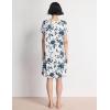 GYS Women’s Nightgowns Bamboo Viscose Soft Comfy Short Sleeve V Neck Sleep Dress(Blue Rose)