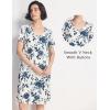 GYS Women’s Nightgowns Bamboo Viscose Soft Comfy Short Sleeve V Neck Sleep Dress(Blue Rose)