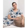 GYS Women’s Nightgowns Bamboo Viscose Soft Comfy Short Sleeve V Neck Sleep Dress(Blue Rose)