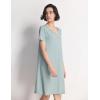 GYS Women’s Nightgowns Bamboo Viscose Soft Comfy Short Sleeve V Neck Sleep Dress(Light Greyish Green)