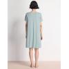 GYS Women’s Nightgowns Bamboo Viscose Soft Comfy Short Sleeve V Neck Sleep Dress(Light Greyish Green)