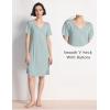 GYS Women’s Nightgowns Bamboo Viscose Soft Comfy Short Sleeve V Neck Sleep Dress(Light Greyish Green)