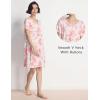 GYS Women’s Nightgowns Bamboo Viscose Soft Comfy Short Sleeve V Neck Sleep Dress(Peony)