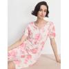 GYS Women’s Nightgowns Bamboo Viscose Soft Comfy Short Sleeve V Neck Sleep Dress(Peony)