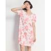 GYS Women’s Nightgowns Bamboo Viscose Soft Comfy Short Sleeve V Neck Sleep Dress(Peony)