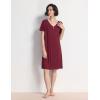 GYS Women’s Nightgowns Bamboo Viscose Soft Comfy Short Sleeve V Neck Sleep Dress(Wine Red)