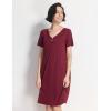 GYS Women’s Nightgowns Bamboo Viscose Soft Comfy Short Sleeve V Neck Sleep Dress(Wine Red)