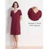GYS Women’s Nightgowns Bamboo Viscose Soft Comfy Short Sleeve V Neck Sleep Dress(Wine Red)